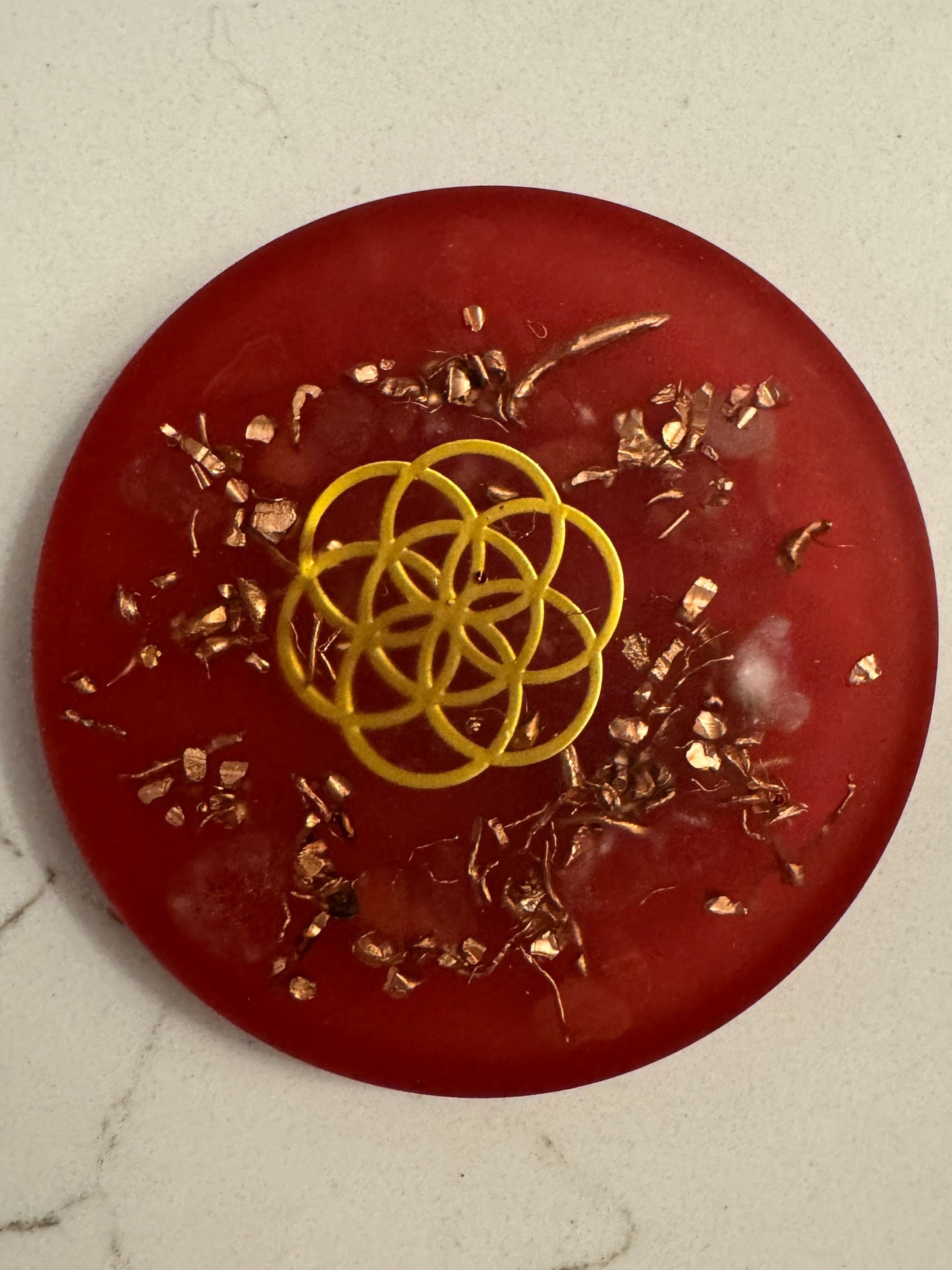 Orgonite Big Red Coaster
