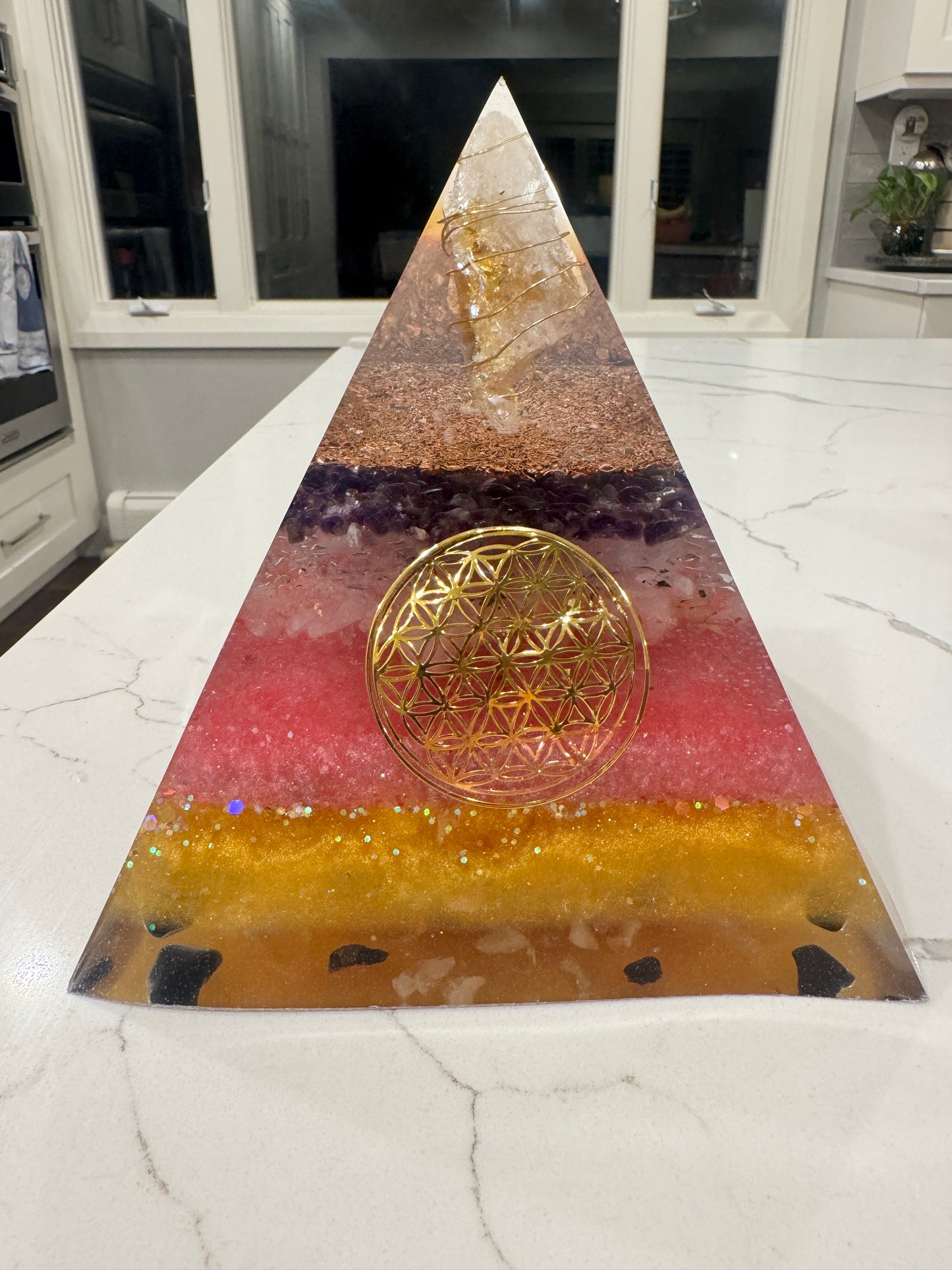 XL Calling in Abundance and Love Orgonite Pyramid