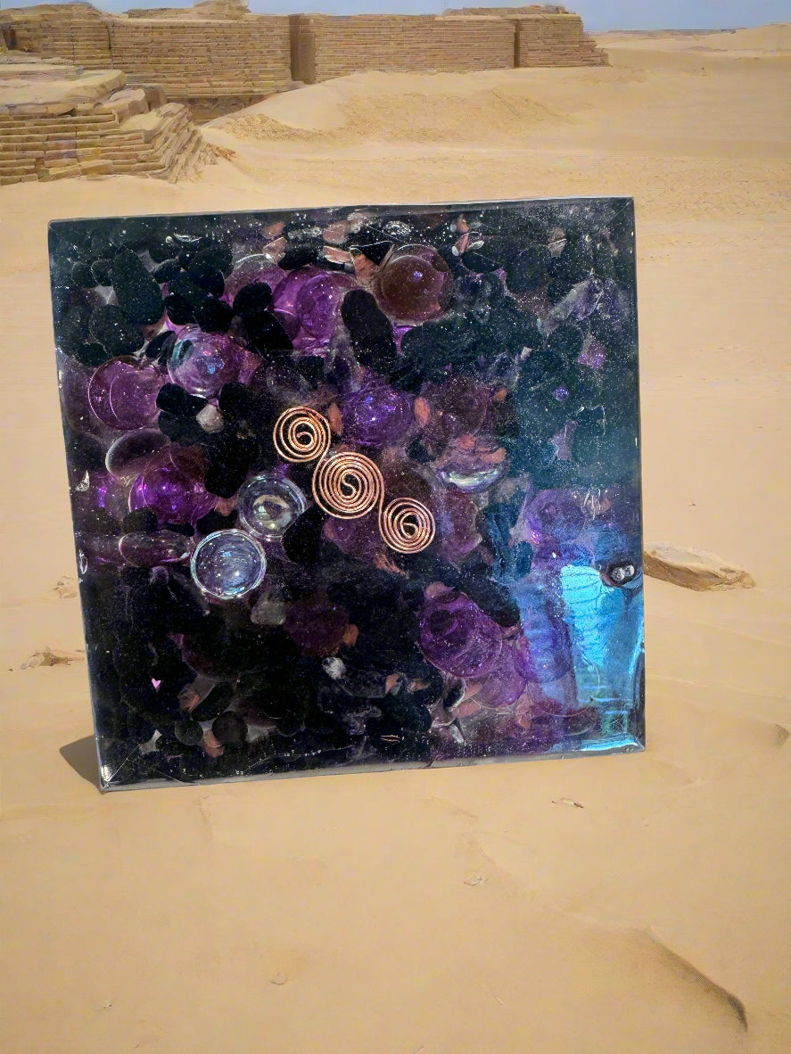 XL Protective Orgonite Pyramid with Tourmaline and Labradorite