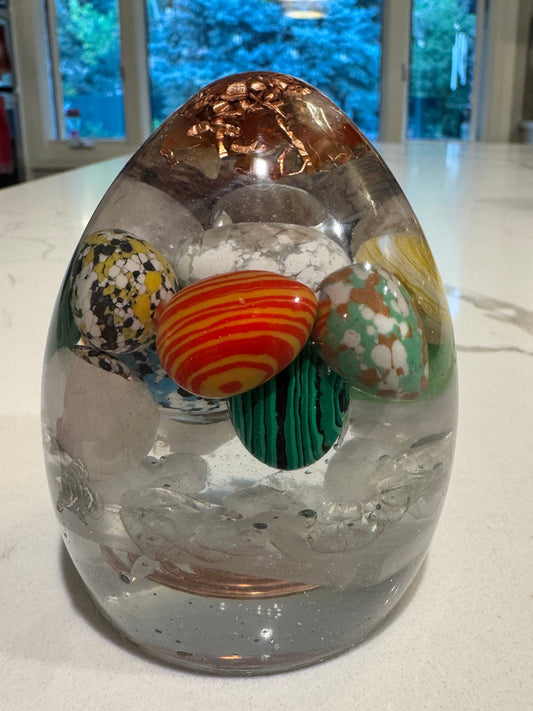 Large Orgonite Fertility Egg with Mini-Eggs and Selenite