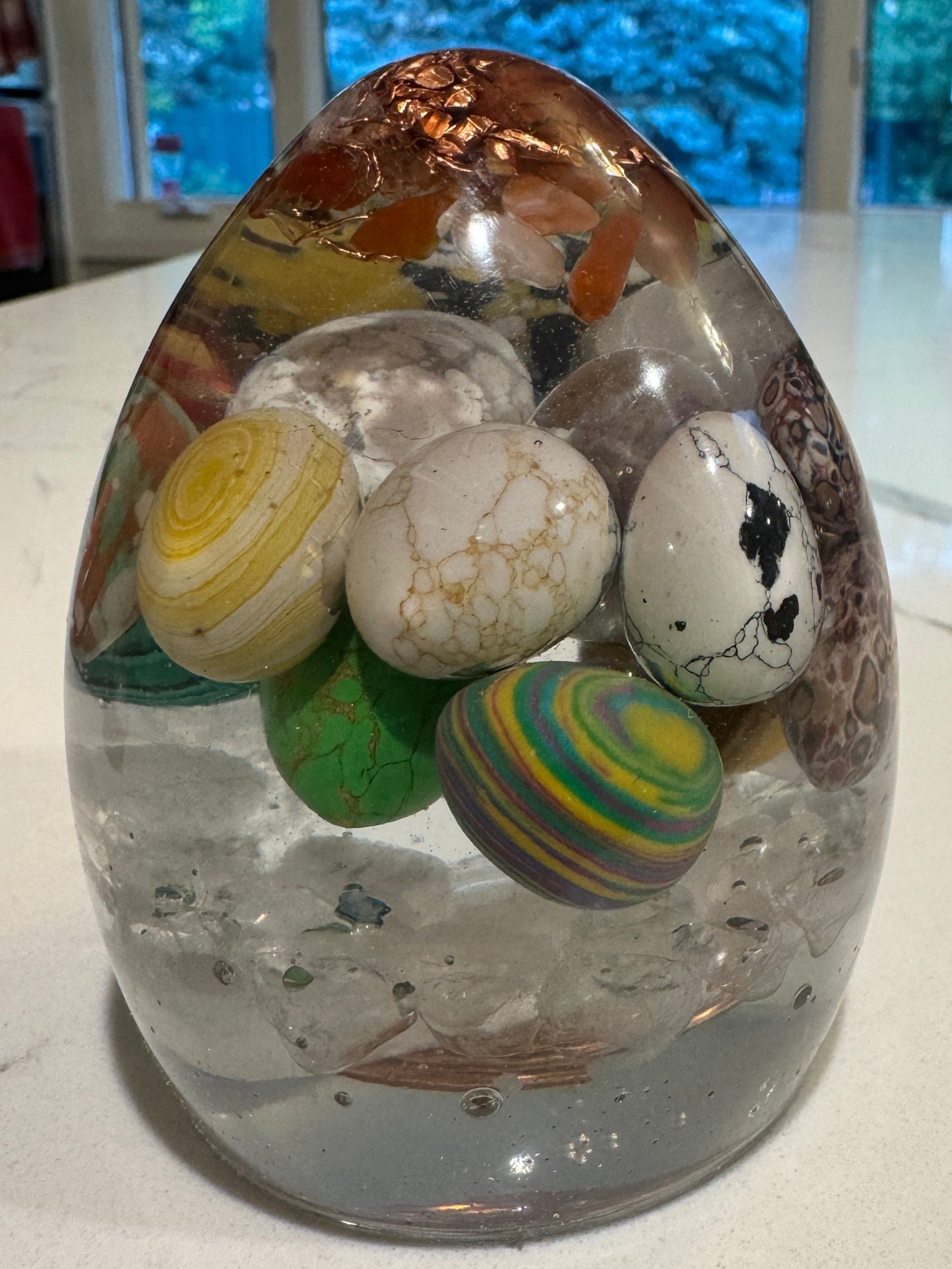 Large Orgonite Fertility Egg with Mini-Eggs and Selenite