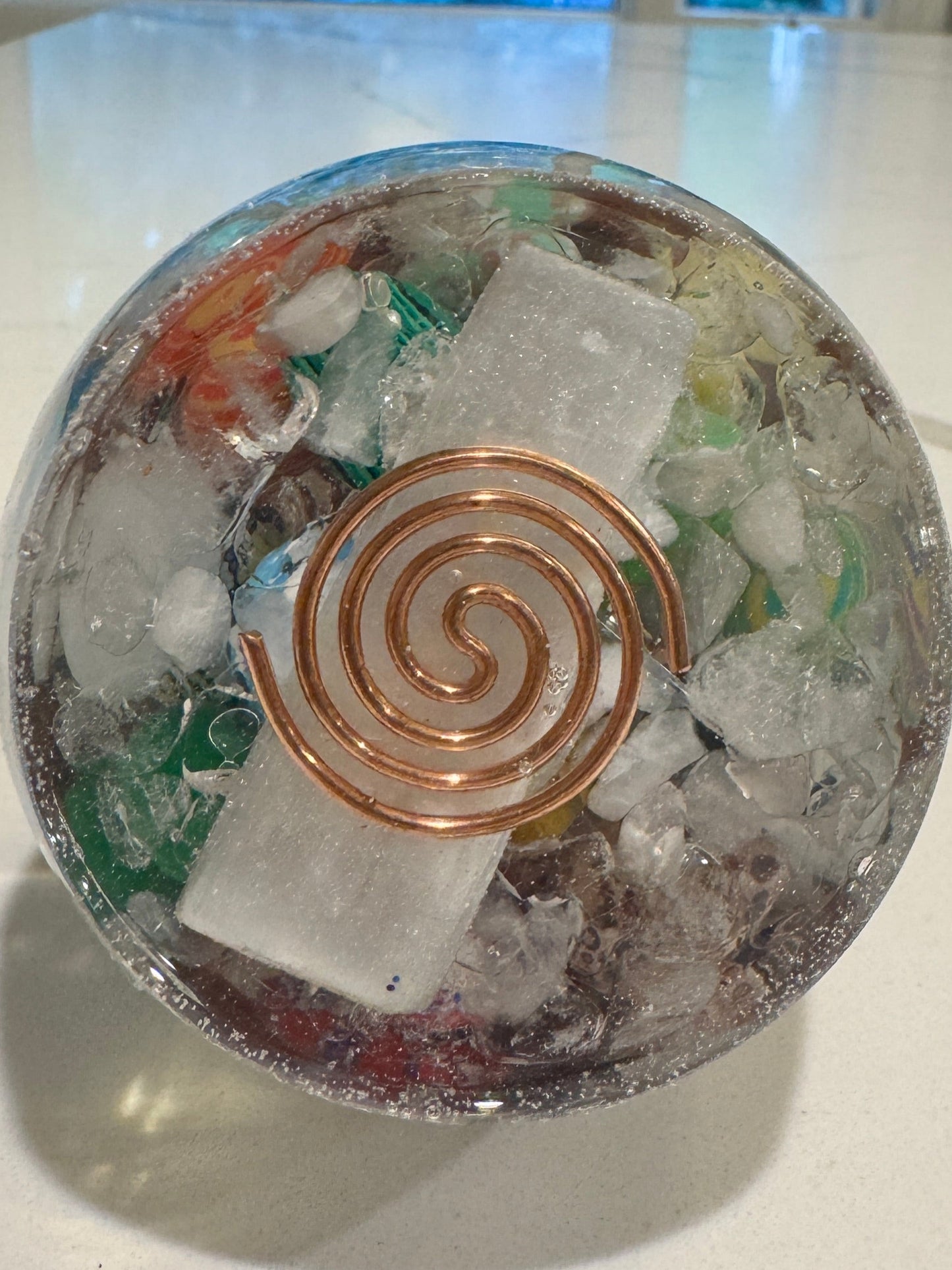 Large Orgonite Fertility Egg with Mini-Eggs and Selenite