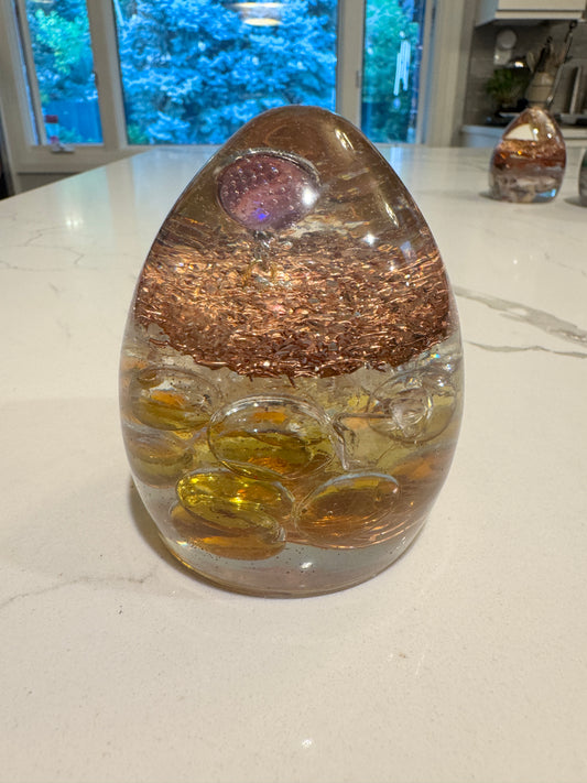 Large Orgonite Abundance Egg with Citrine and Amethyst Druzy