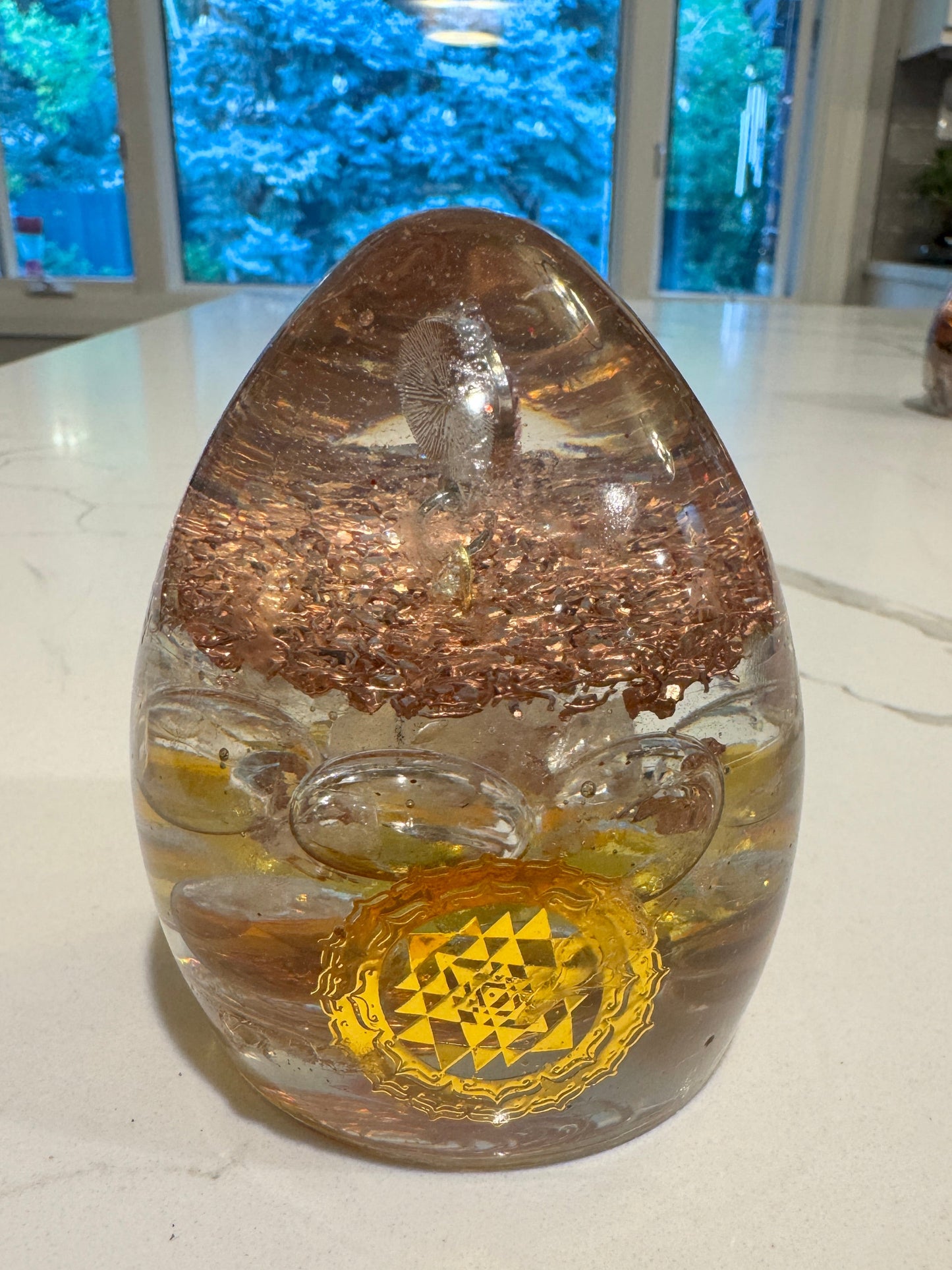 Large Orgonite Abundance Egg with Citrine and Amethyst Druzy