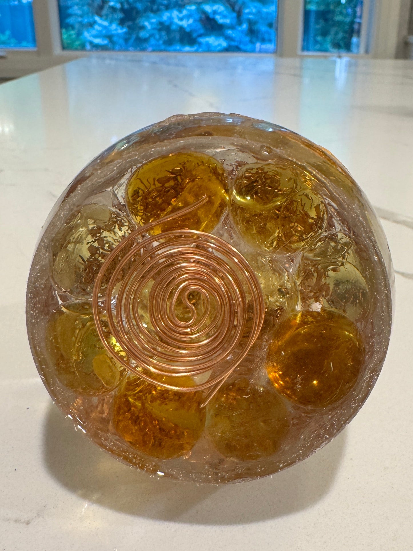 Large Orgonite Abundance Egg with Citrine and Amethyst Druzy