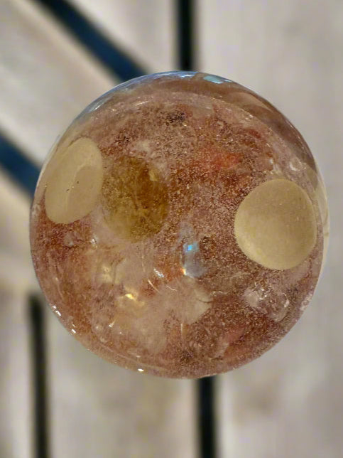 Large Orgonite Egg with Carnelian and Copper-Wrapped Quartz point