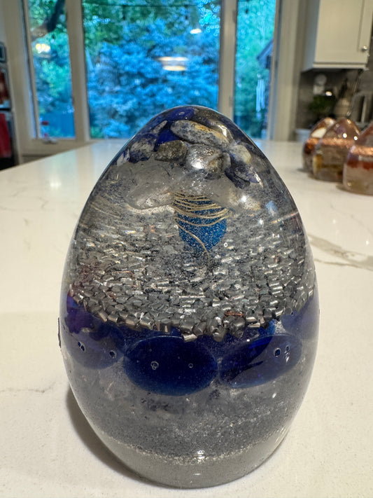 Large Orgonite Egg with Lapis Lazuli and Moonstone