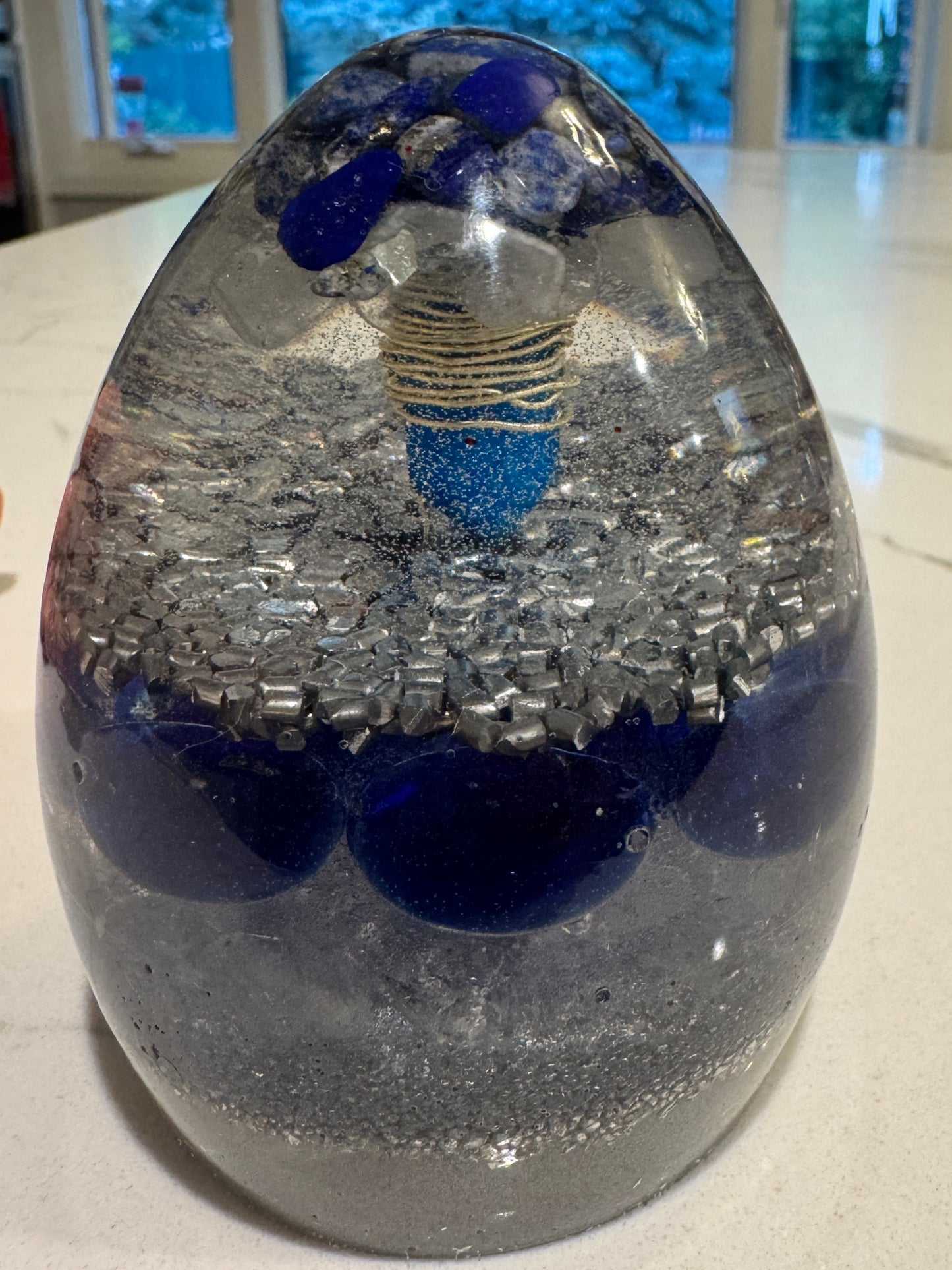 Large Orgonite Egg with Lapis Lazuli and Moonstone