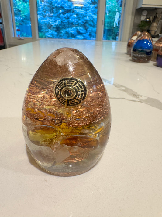Medium Orgonite Protective Egg with Ba-Gua