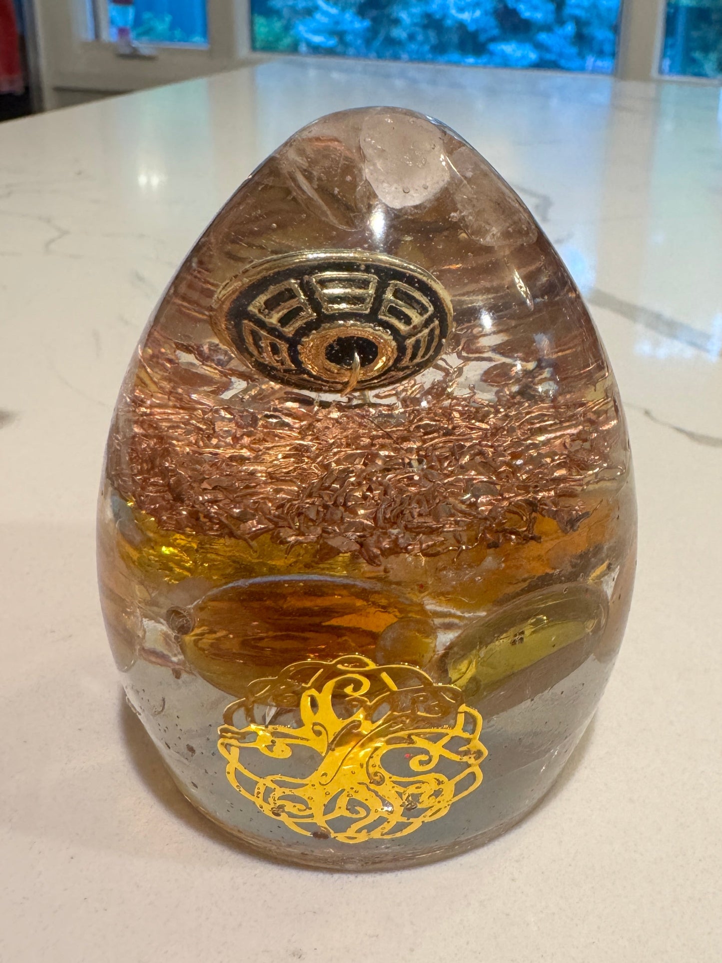 Medium Orgonite Protective Egg with Ba-Gua