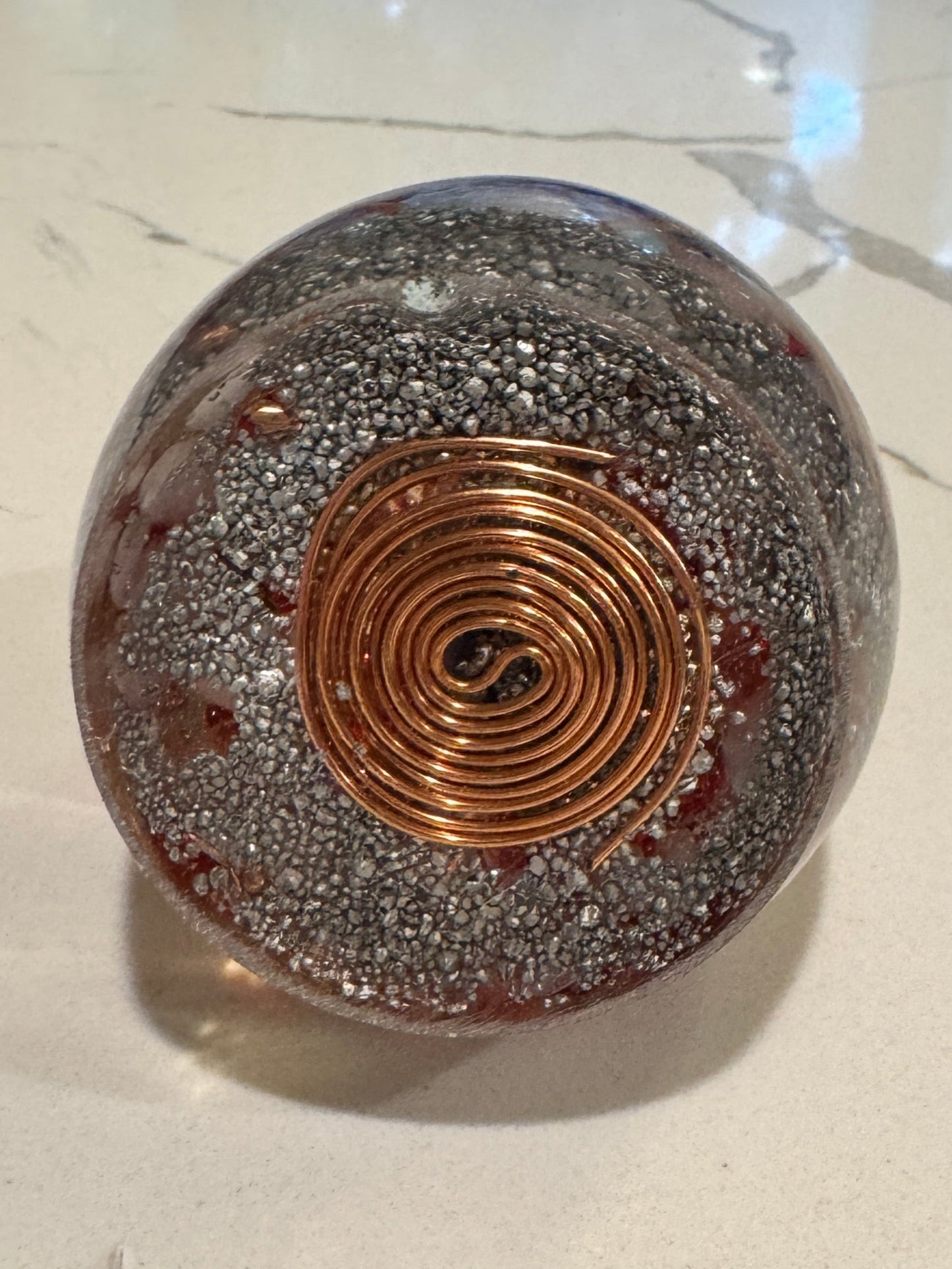 Medium Orgonite Root and Throat Chakra Egg with Mushroom and Lapis Lazuli Star