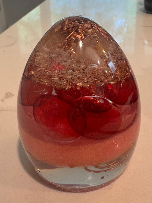 Medium Orgonite Red "Mary Magdalene" Egg with Rose Quartz and Carnelian