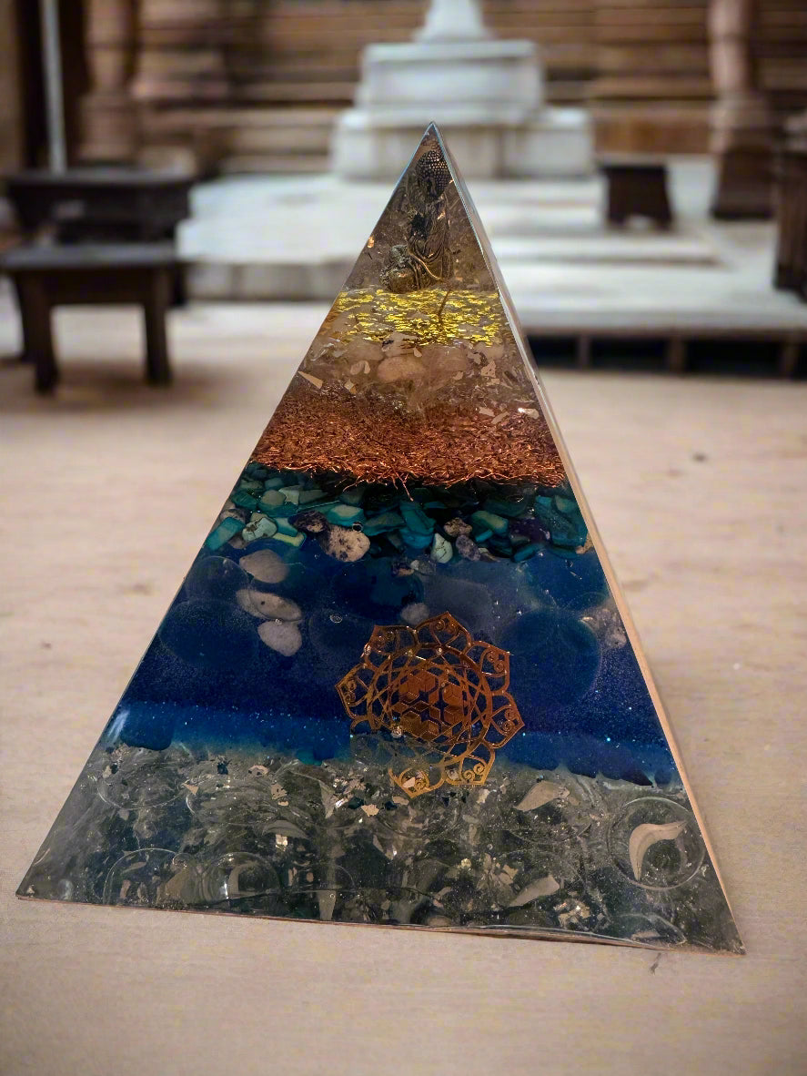 XL Deep Blue "Speak your Truth" Throat Chakra Orgonite Pyramid