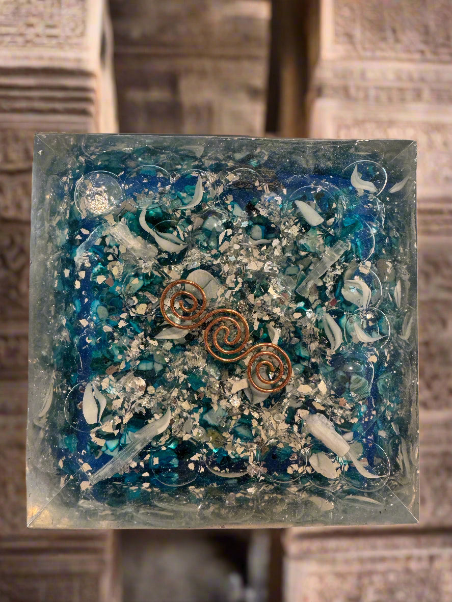 XL Deep Blue "Speak your Truth" Throat Chakra Orgonite Pyramid
