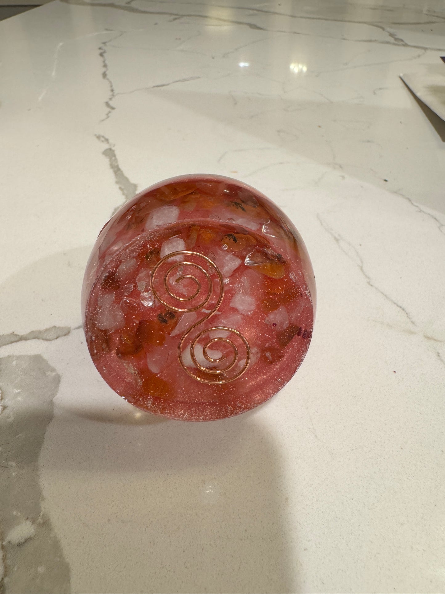 Medium Orgonite Red "Mary Magdalene" Egg with Rose Quartz and Carnelian