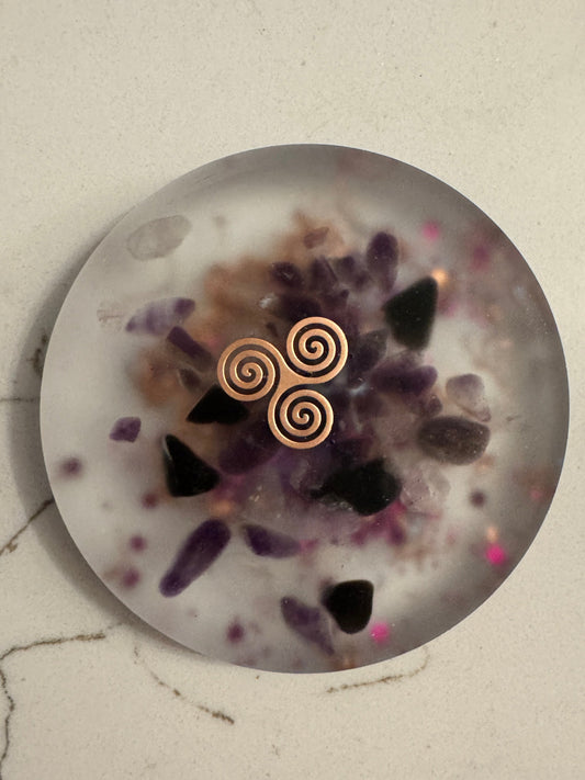 Orgonite Crown Chakra Moonstone Coaster