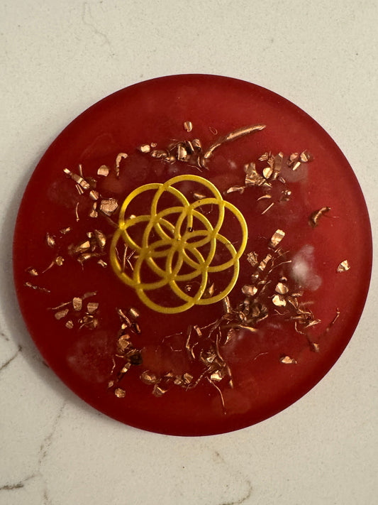 Orgonite Big Red Coaster