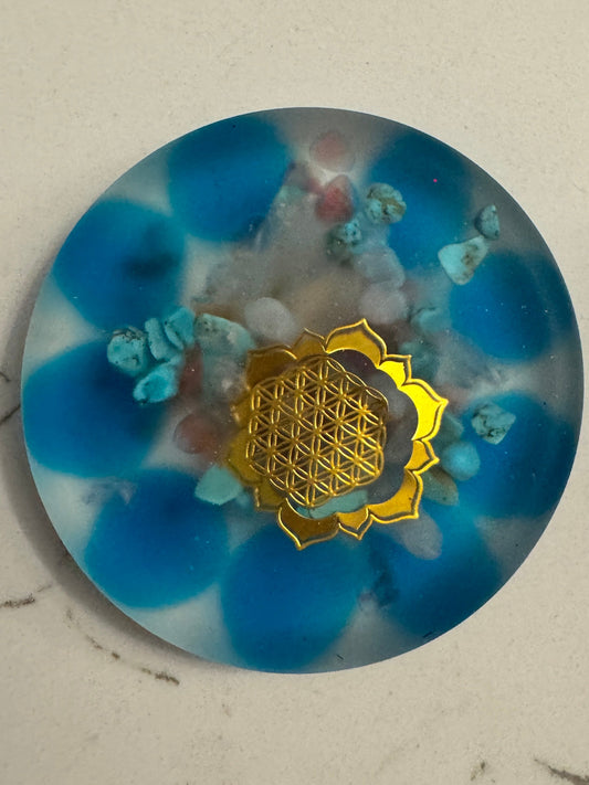 Orgonite Throat Chakra Coaster