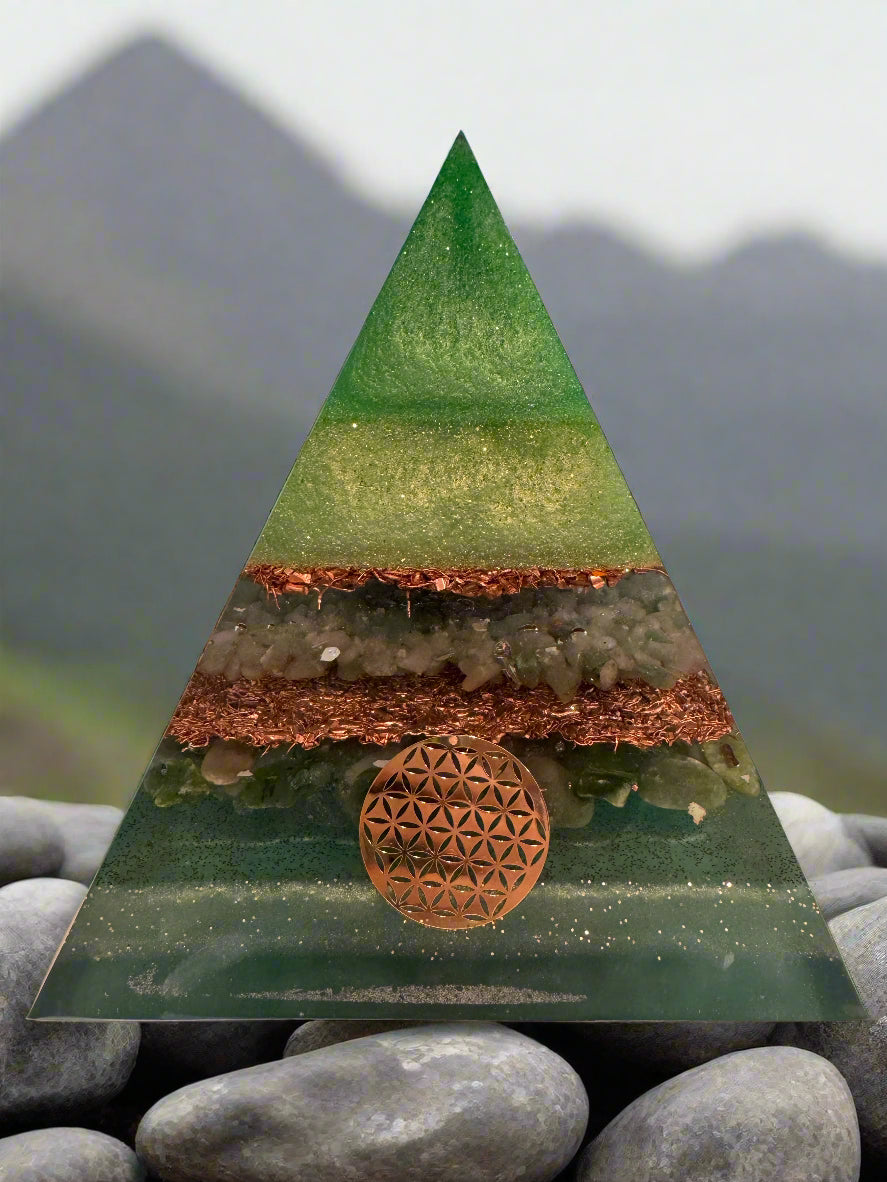 XL Heart Chakra-Opening Abundance Orgonite Pyramid