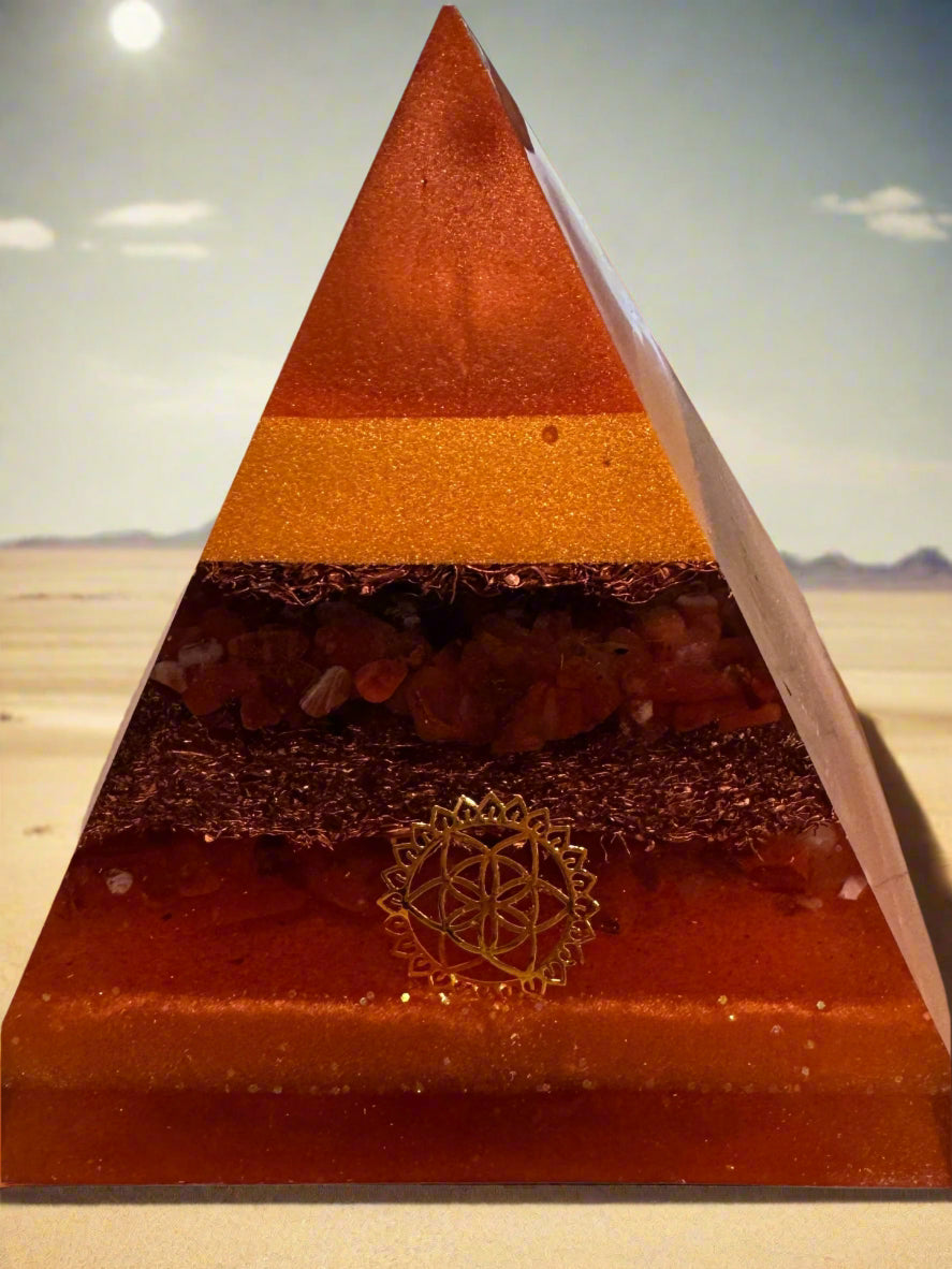 XL Sacral Chakra Creativity and Life Force Energy Pyramid