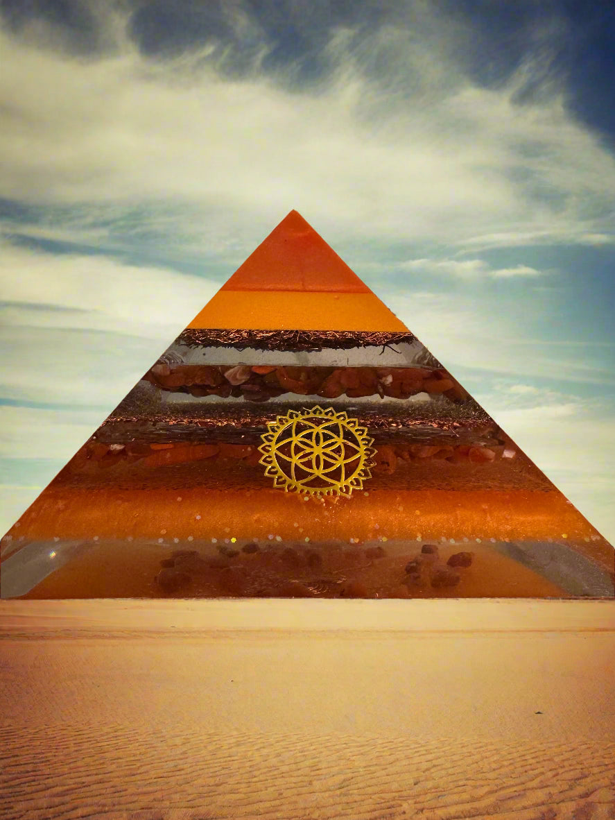 XL Sacral Chakra Creativity and Life Force Energy Pyramid