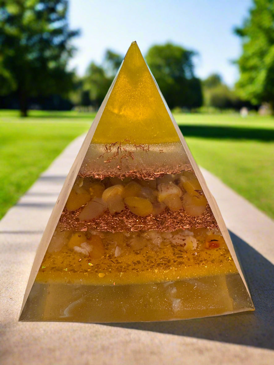 XL Solar Plexus Power and Abundance Pyramid with Citrine