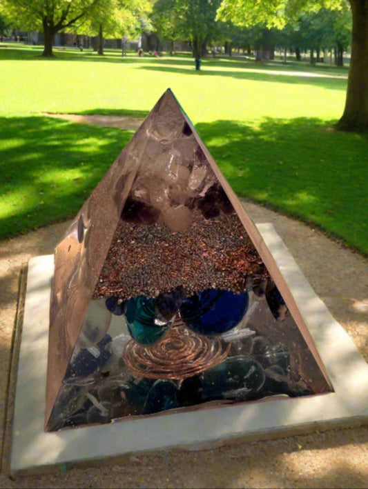 Large Orgonite Crown and Throat Chakra Pyramid