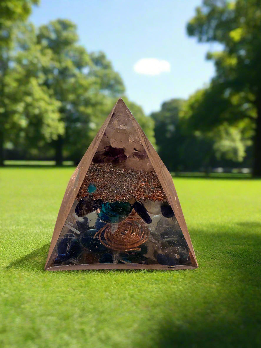 Large Orgonite Crown and Throat Chakra Pyramid