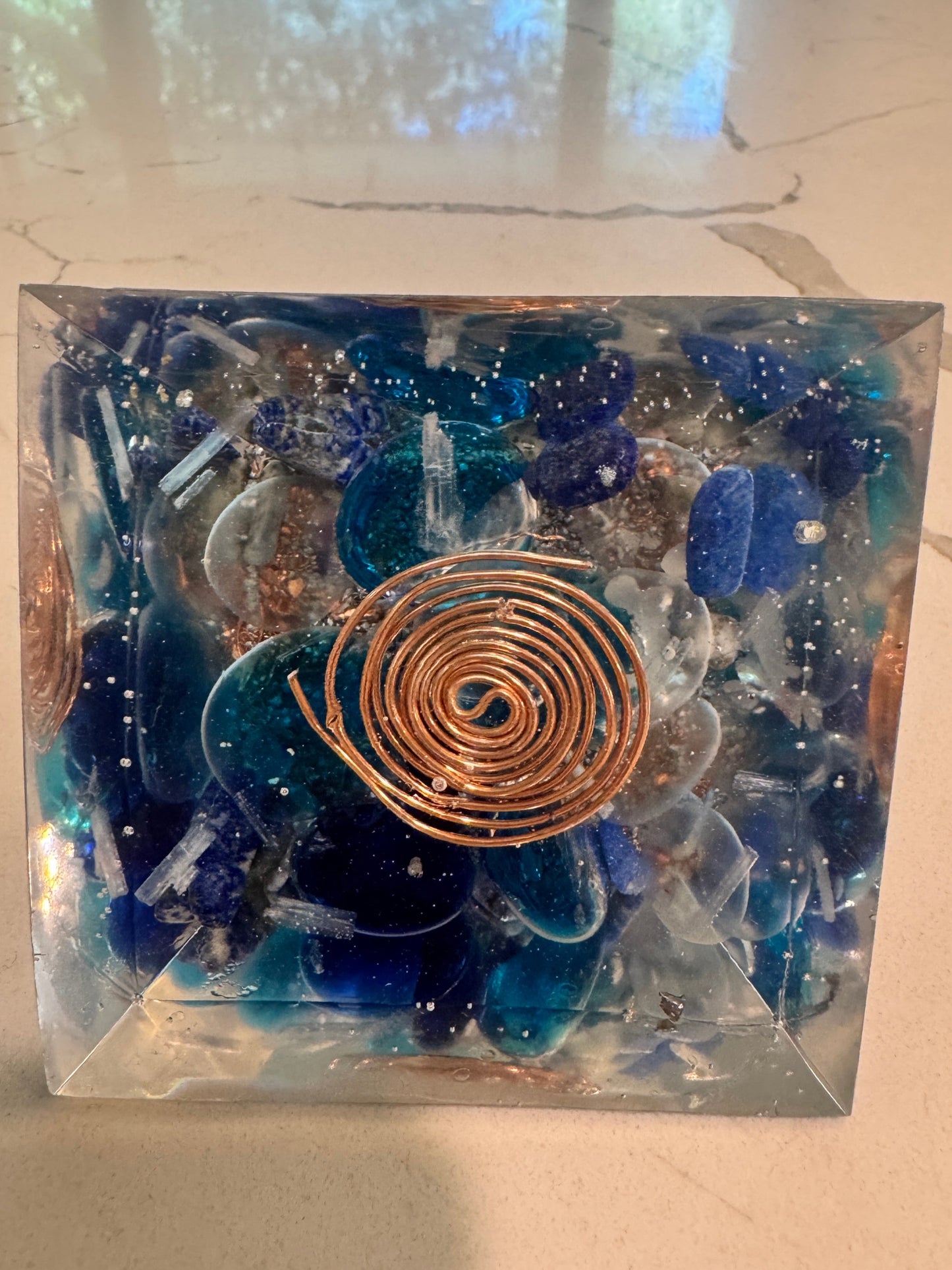 Large Orgonite Crown and Throat Chakra Pyramid