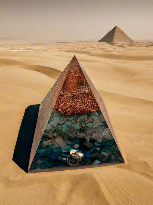 Large Orgonite Throat Chakra Protective Pyramid