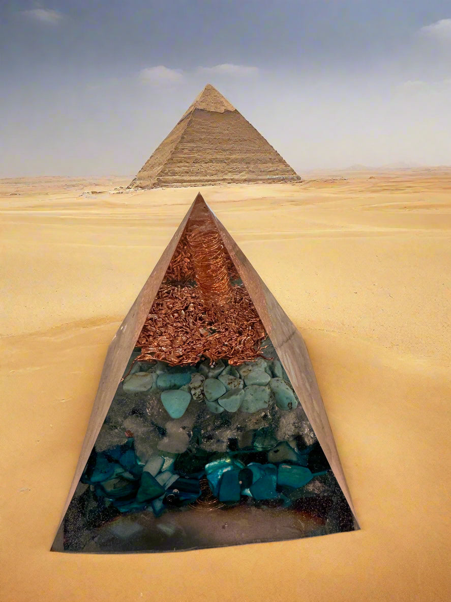 Large Orgonite Throat Chakra Protective Pyramid