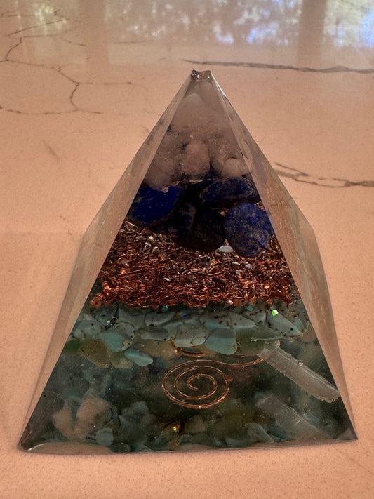 Large Orgonite Throat Chakra "Speak Your Truth" Pyramid