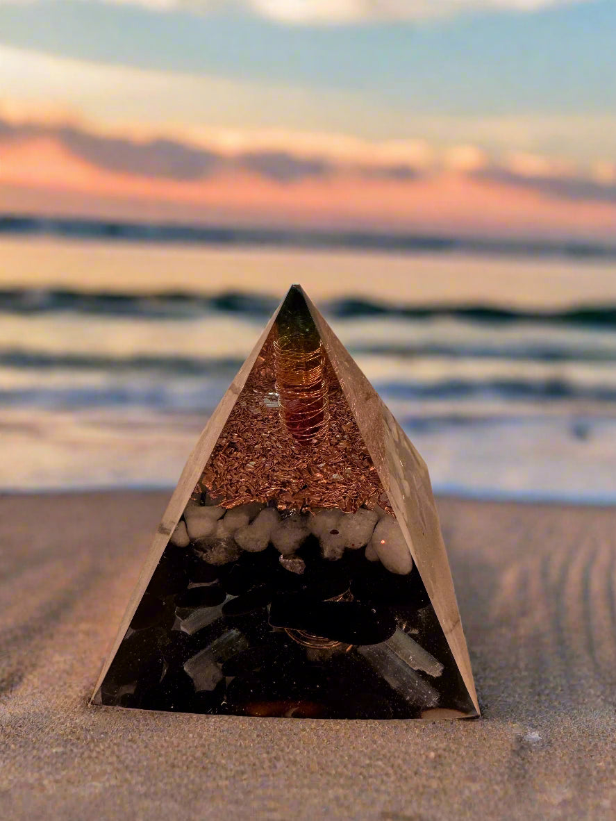 Large Orgonite Protective Pyramid with Black Tourmaline
