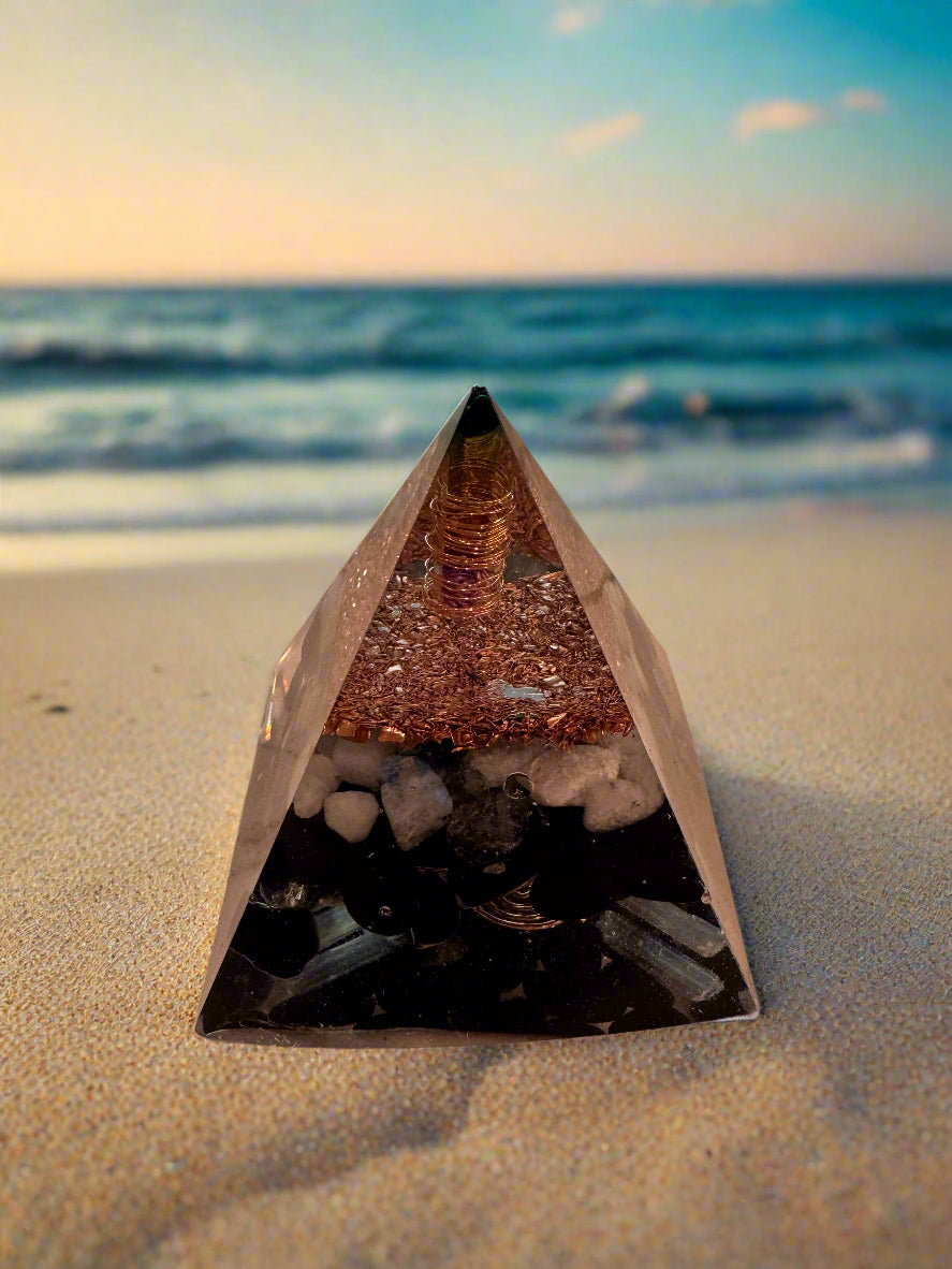 Large Orgonite Protective Pyramid with Black Tourmaline