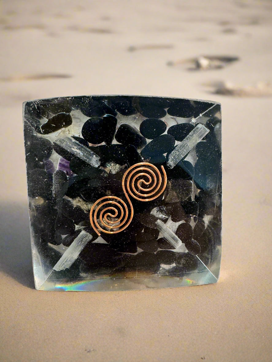 Large Orgonite Protective Pyramid with Black Tourmaline