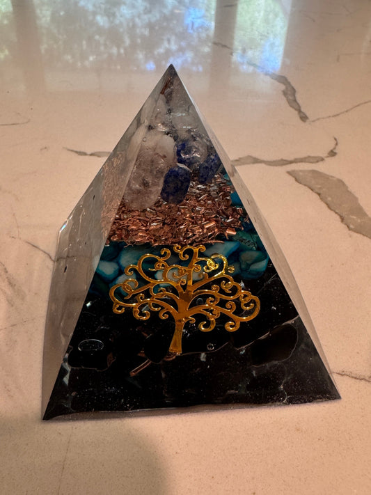 Large Orgonite Throat Chakra Pyramid