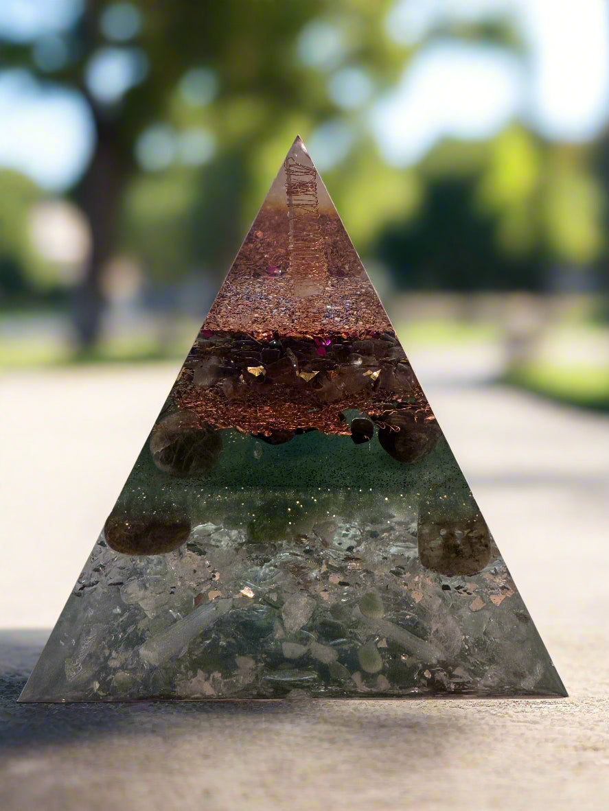 XL Solar Plexus Power and Abundance Pyramid with Jade and Labradorite