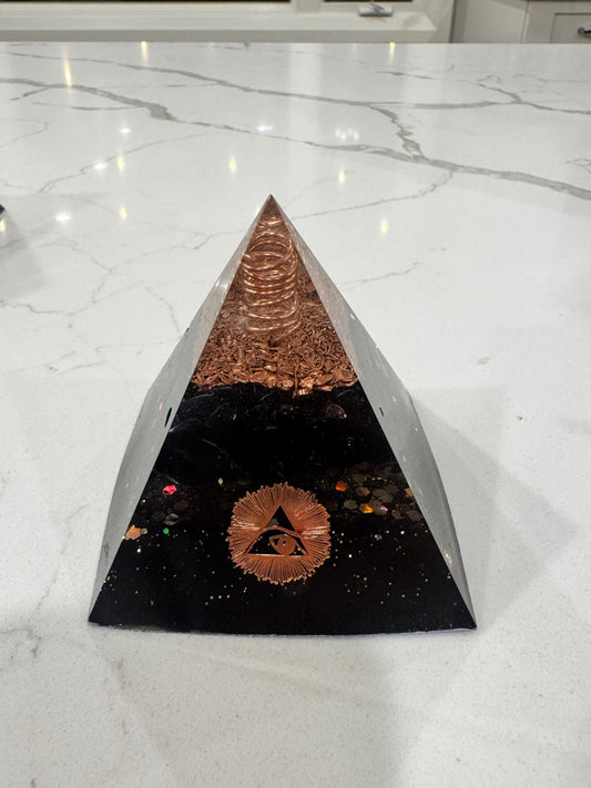 Large Orgonite Protective Pyramid with Black Tourmaline