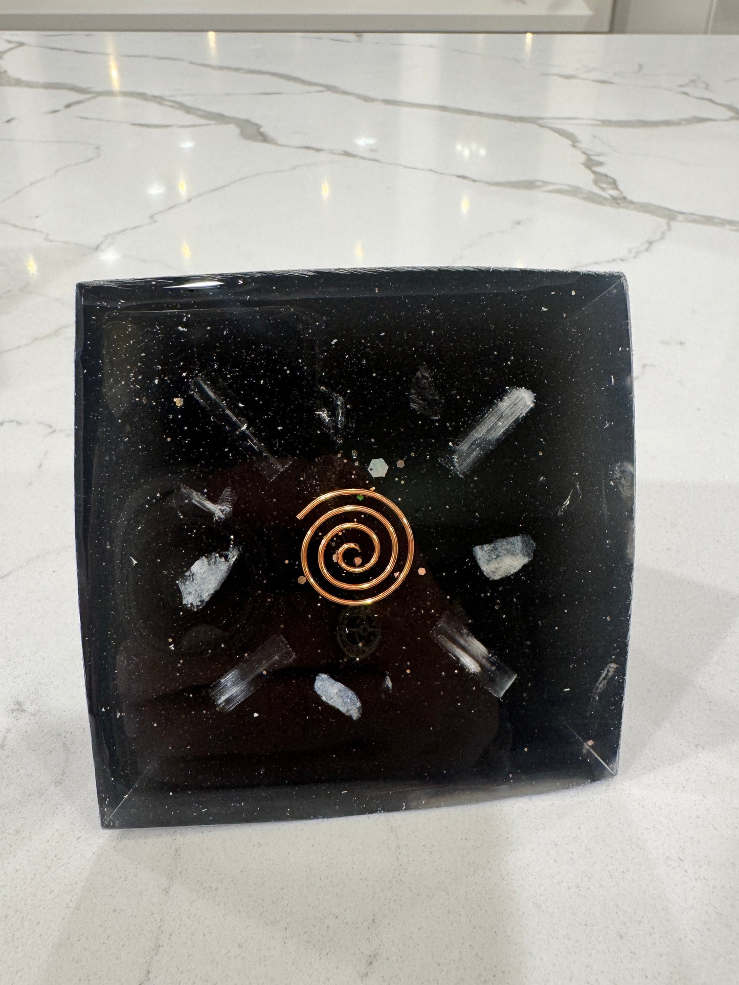 Large Orgonite Protective Pyramid with Black Tourmaline
