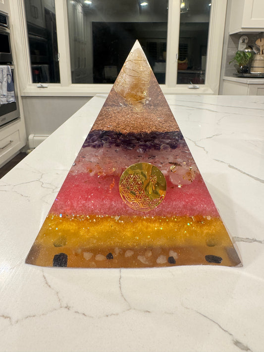 XL Calling in Abundance and Love Orgonite Pyramid