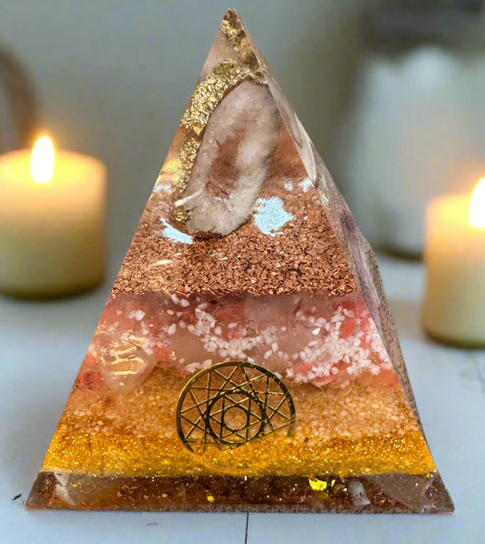 XL Golden Abundance Orgonite Pyramid