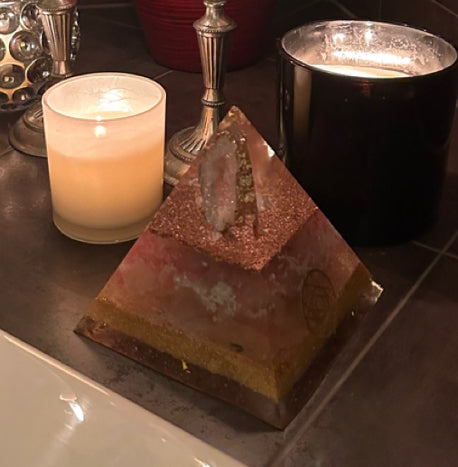 XL Golden Abundance Orgonite Pyramid