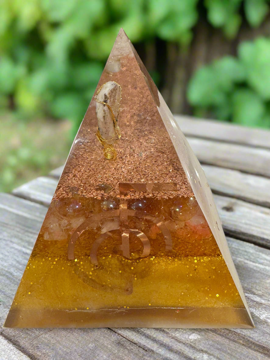 XL Golden Abundance Orgonite Pyramid
