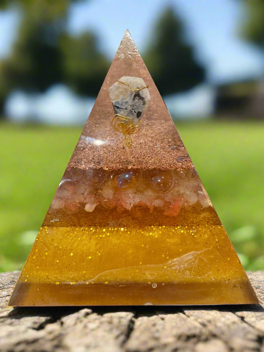 XL Golden Abundance Orgonite Pyramid