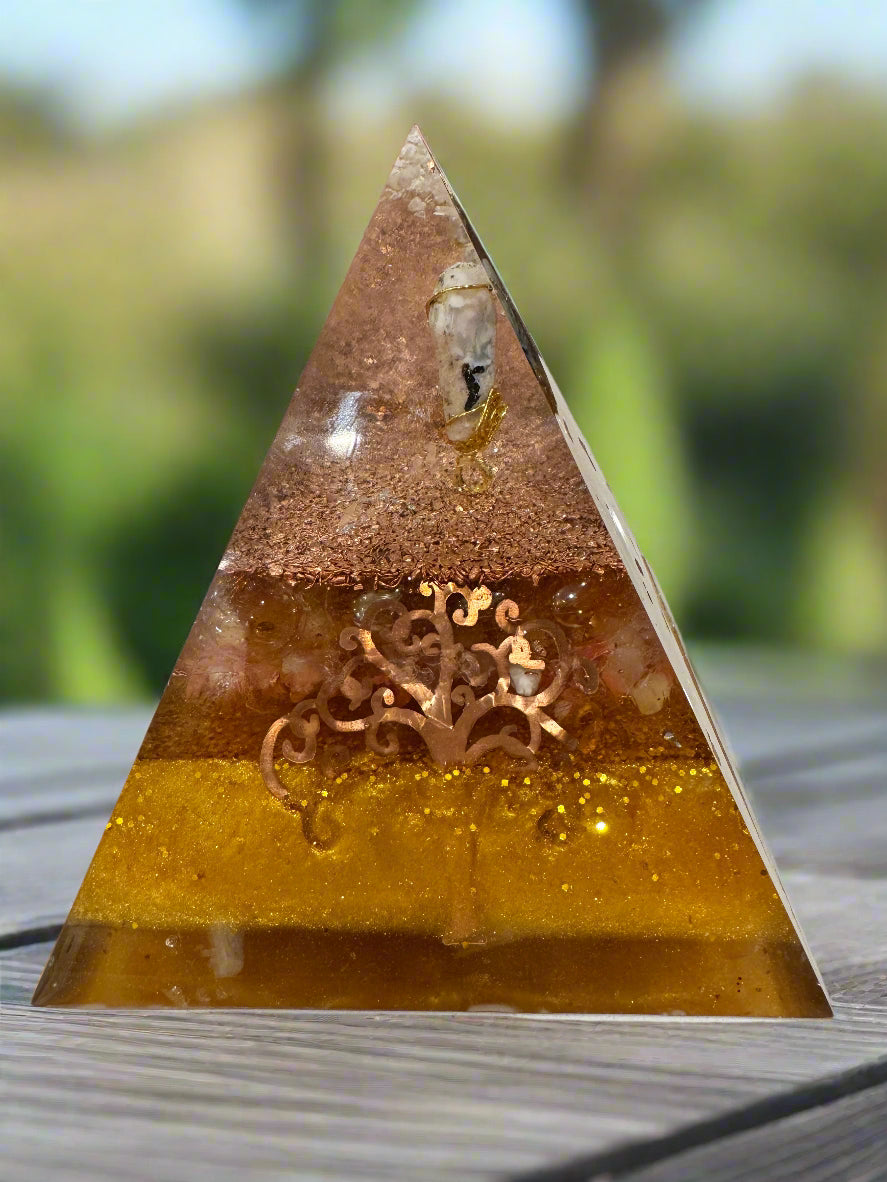 XL Golden Abundance Orgonite Pyramid