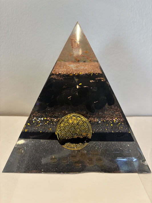 XL Black & Gold Protective Orgonite Pyramid