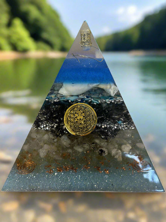 XL Blue Orgonite Pyramid