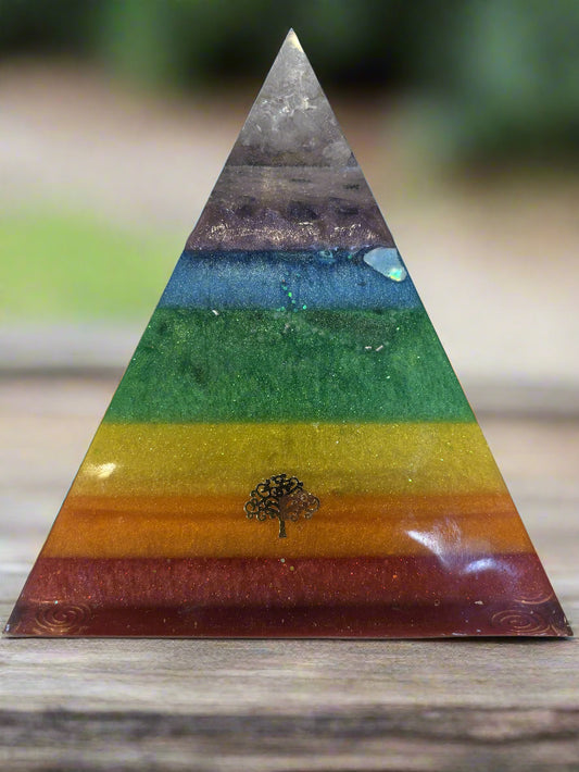 XL Rainbow All-Chakra Orgonite Pyramid