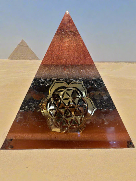XL Orange Sacral Healing Orgonite Pyramid